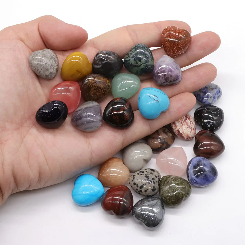 

20mm Natural Crystal Stone Carved Love Heart Shape Ornaments Diy Fashion Jewelry Chakra Mineral Ore Spiritual Healing Yoga Gift