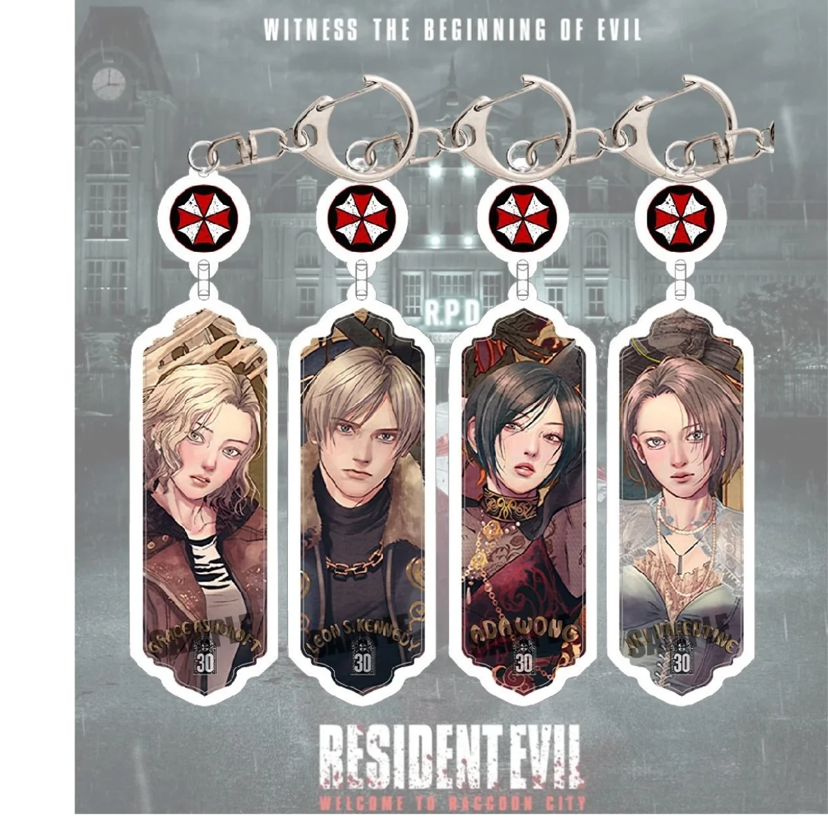 Resident Evil Leon S. Kennedy Ada Wong Chris Redfield Acrylic Keychain Bag Charm Pendant Game Fans Collection