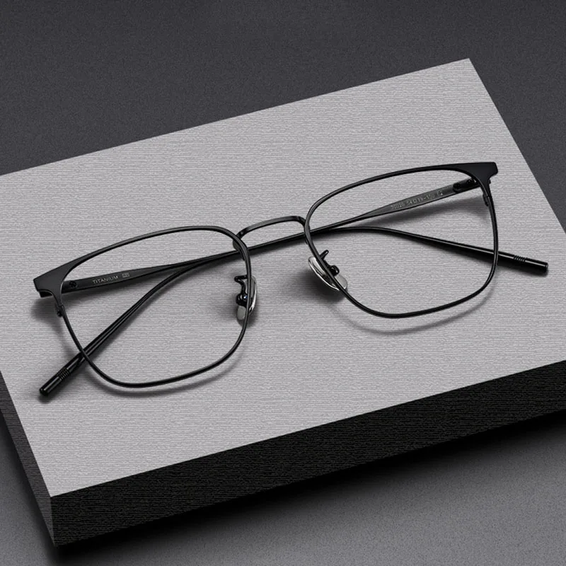 Professional Rectangular Titanium Prescription Glasses Frames IP Plated - Anti-Allergy & Sturdy for Office Wear