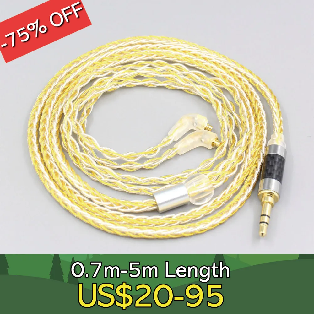 

8 Core Silver Gold Plated Braided Earphone Cable For Etymotic ER4SR ER4XR ER3XR ER3SE ER2XR ER2SE LN007286