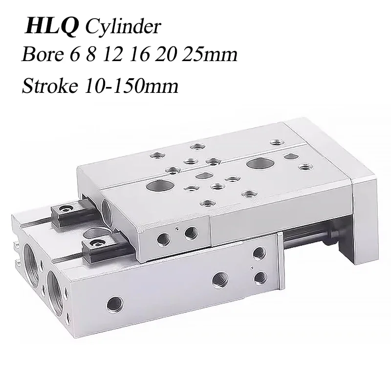 HLH HLQ 6 8 12 16 20 25*10/20/30/40/50/75/100/125/150-S Pneumatic Slide Table Cylinder Precision Slide Rail Air Pneumatic Cylind