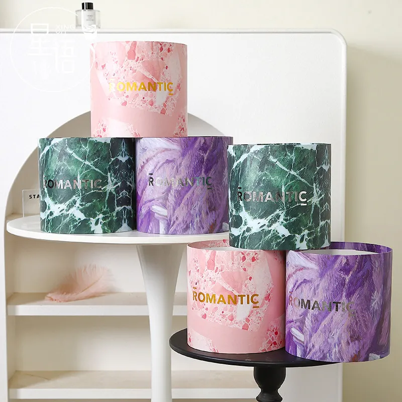 Round Hot Stamping Flower Hugging Bucket 2-piece Floral Packaging Box DIY Handmade Flower Arrangement Buckets Gift Boxes