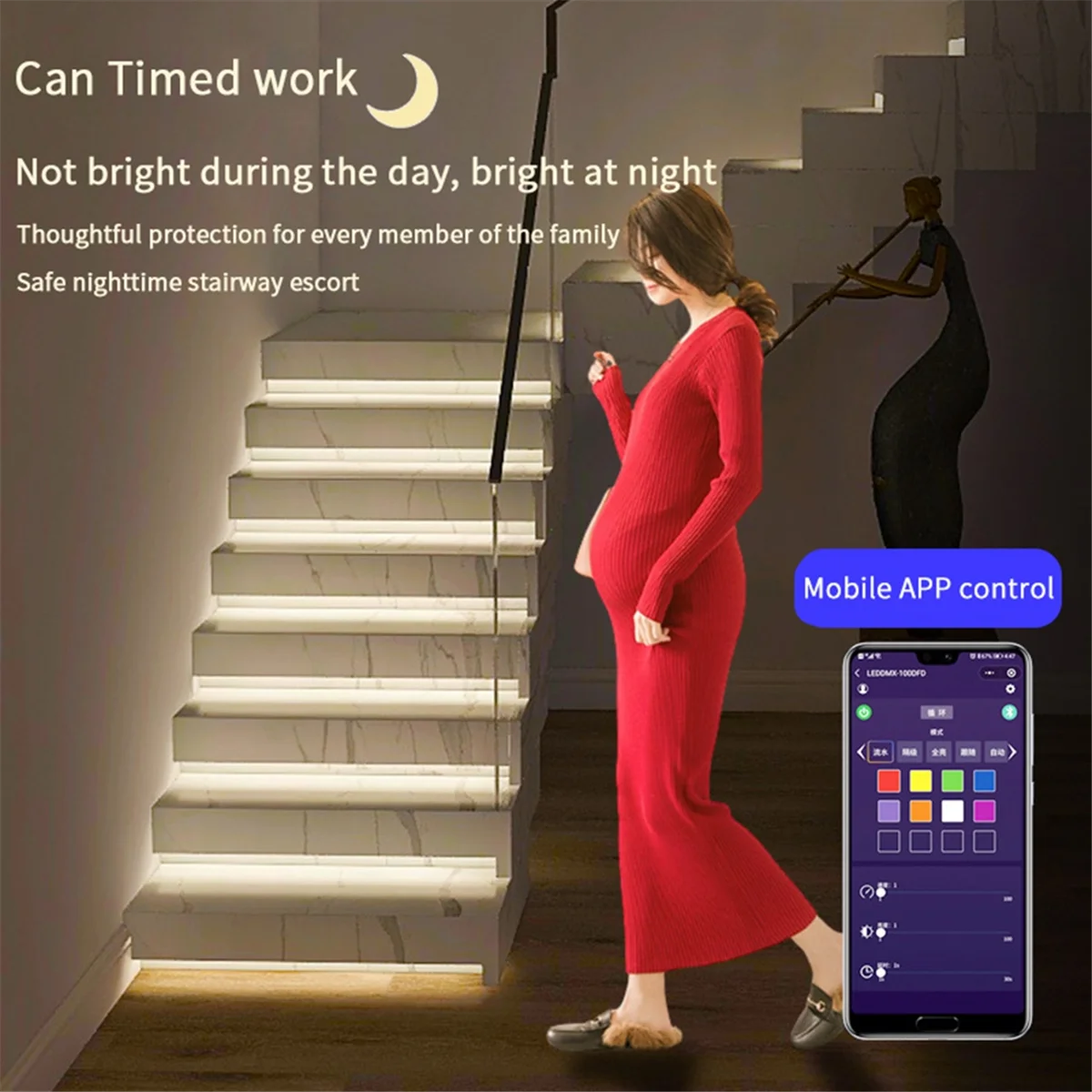 Y06A Stair Tread Light Controller Stair Lights Intelligent Sensor Step Lights Handrail Ladder Steps Lights with Controller