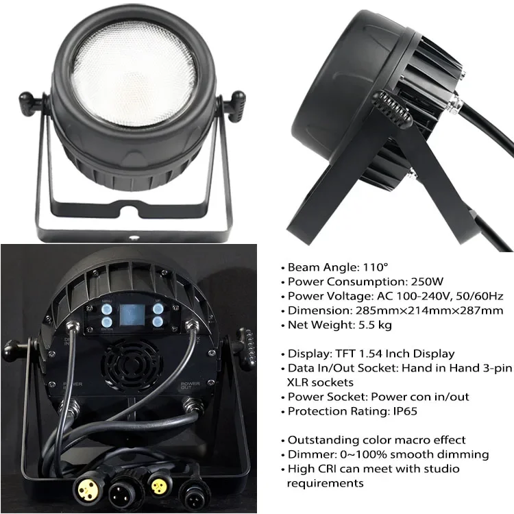 IP65 300W WW+Full Color Par 4 Color RGBW DMX Waterproof LED Par Can Lights for Studio Theater