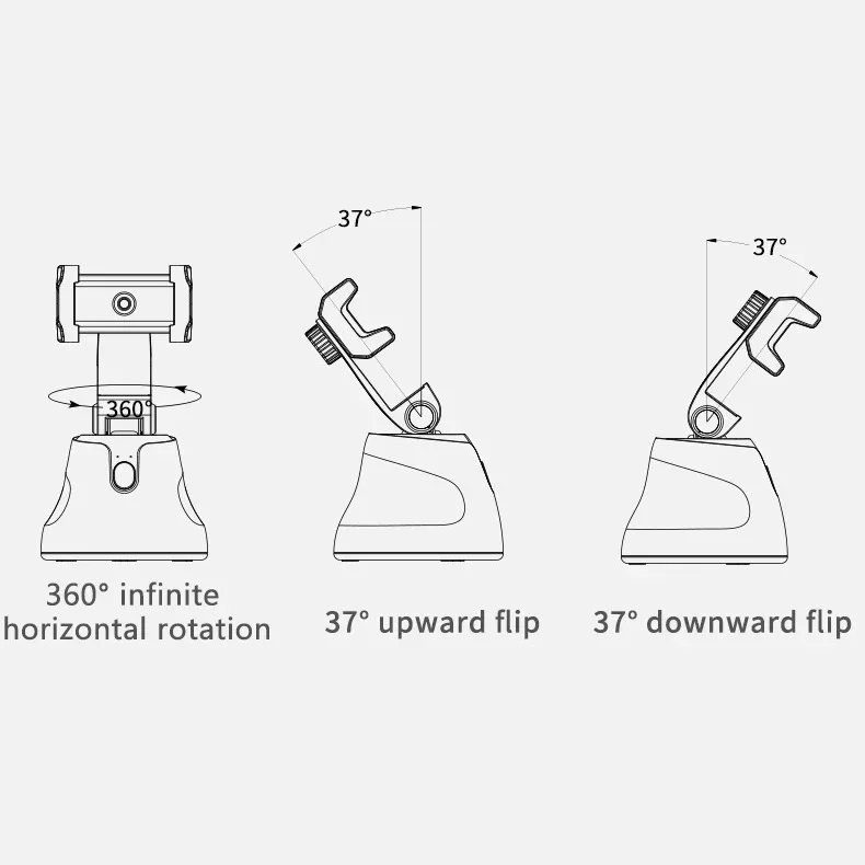 2026 Soporte para teléfono de escritorio inteligente con rotación de 360 grados Soportes para teléfono móvil con seguimiento facial y selfie automático
