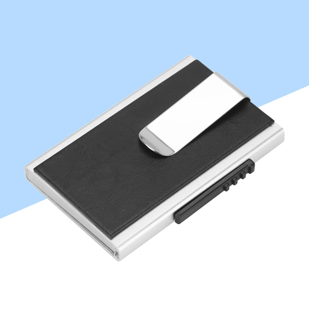 

Aluminum Alloy Anti-Theft Card Wallet Stylish Lightweight Portable Gift for Men Black Credit Holder Blocking Degaussing Brush