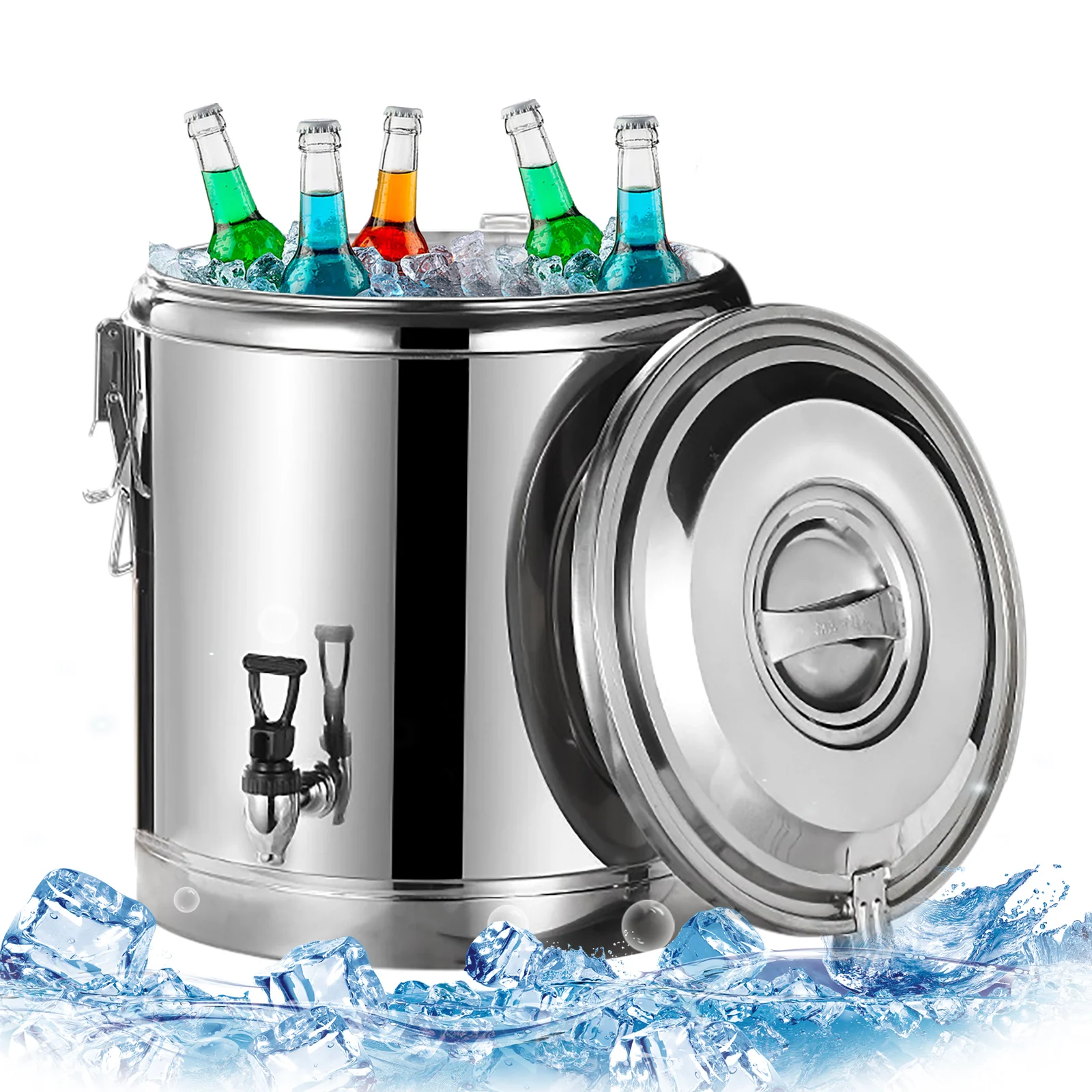 40L/10,56Gal Edelstahl Isolierter Eimer, Isoliereimer für Getränke, Tragbarer Kommerzieller Suppenbehälter mit Zapfhahn – Detail 3