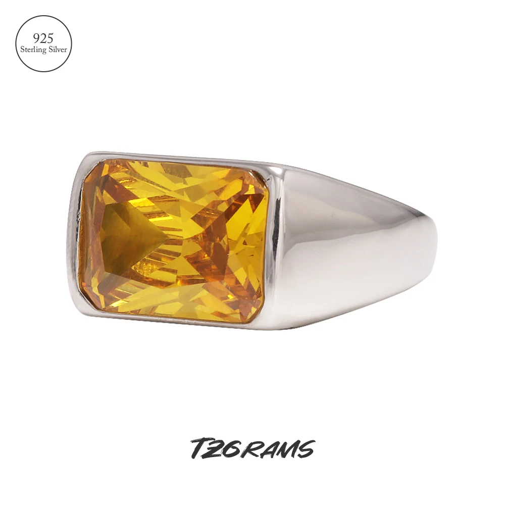 TZgrams Gold Silver Signet Ring For Women 925 Sterling Silver Statement Chunky Cocktail Rings 5A Square Zircon Fashion  Jewelry