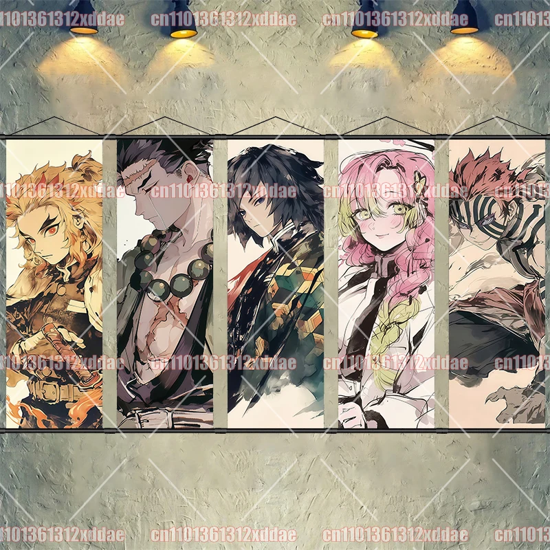 Декоративные аниме-постеры «Demon Slayer: Kimetsu No Yaiba»: свитки-картины с изображениями «Химеджима Юкина», «Томиока Гию», «Пургатори Джуро»