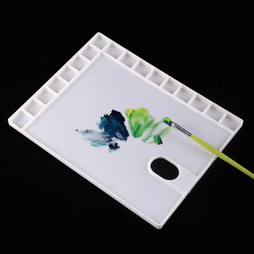 

3pcs 17 Grids Plastic Paint Mixing Trays Art Color Mixing Plates For Watercolor Pigment Easy Clean White Durable Lightweight