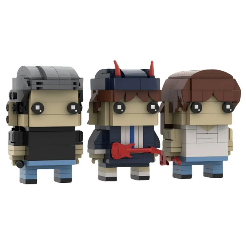 

Рок-группа Blink Punk Band, строительные блоки MOC Brickheadz AC/DC, персонаж мультфильма, квадратная голова, сборная модель, головоломка, детская игрушка в подарок