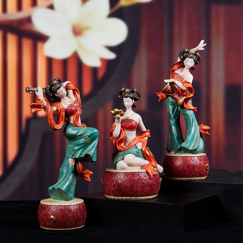 Adorno creativo de Dunhuang Feitian, gabinete de vino antiguo para sala de estar, estante Bogu de escritorio, adorno de estilo nacional de alta gama