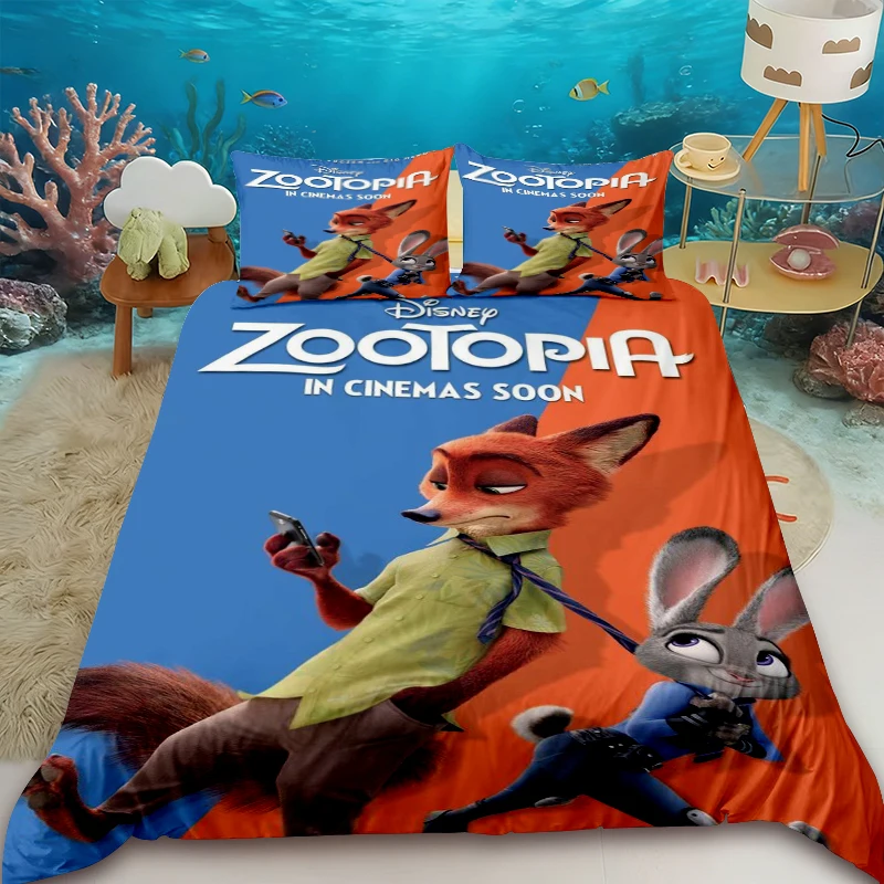 

Zootopia Judy Nick Duvet Cover Anime Cartoon Three-piece Set Bedding Set Bedroom Teens Dormitory Home Queen King Size