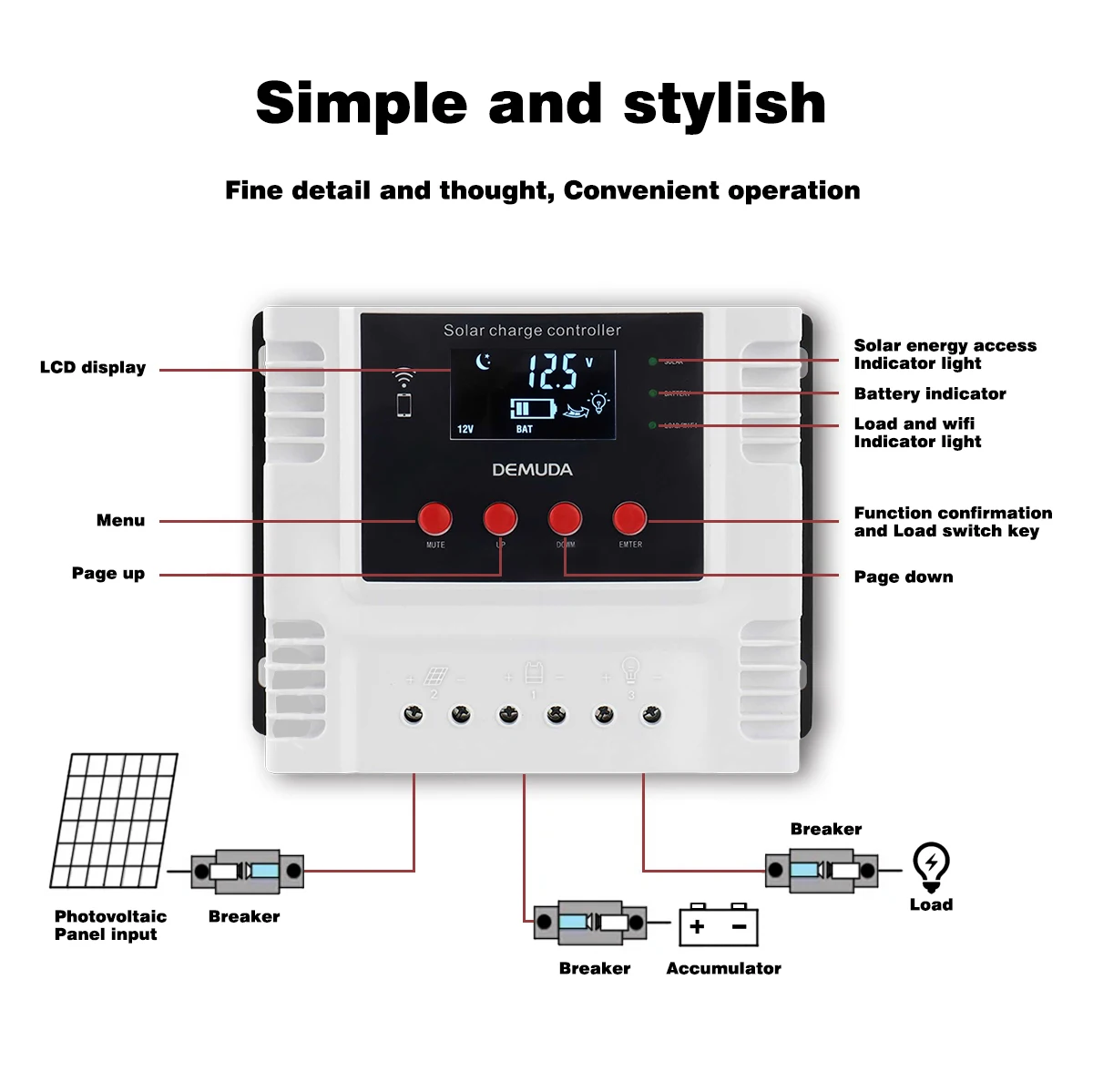 Imagem -04 - Controlador de Carga Solar com Wi-fi Controle de Aplicativo Baterias de Lítio e Chumbo-ácido 12v 24v 48v 10a 20a 30a 40a 50a 60a Novo