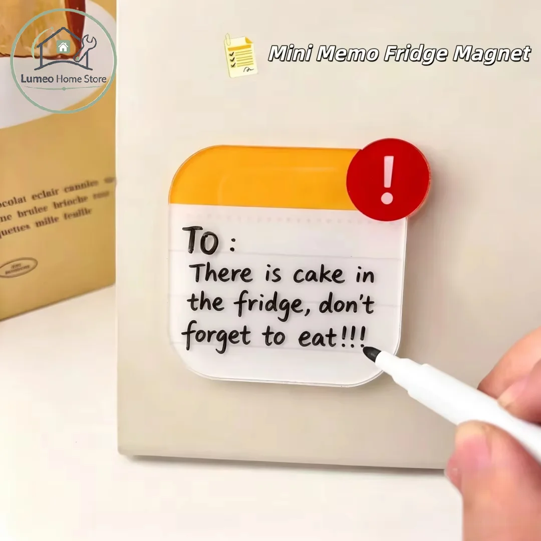 Exclamation Mark Reusable Acrylic Refrigerator Message Magnet Erasable Dry Erase Memo Board for Kitchen Home Use
