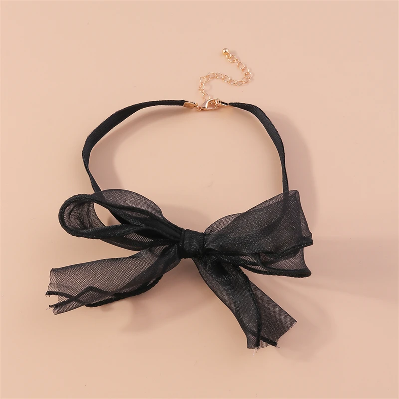 Koreanische Mode Schwarz Spitze Bowknot Halskette für Frauen Mädchen Urlaub Festival Schmuck Geschenke – Detail 5