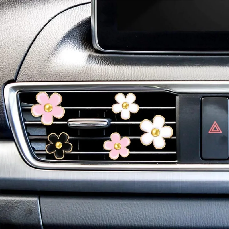 6Pcs/Set Lily Flower Car Vent Decorations with Vent Clips, Multi‑Colors Available, Cute Floral Car Interior Decor Accessories