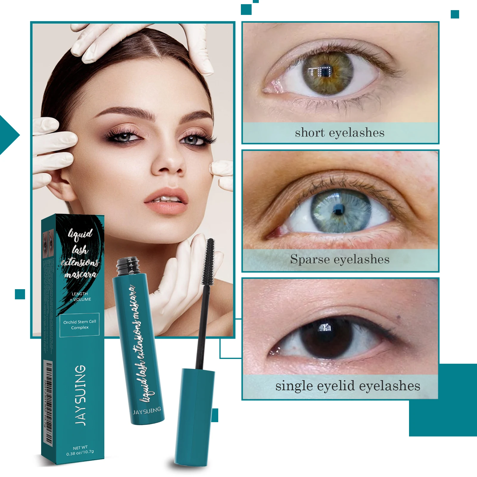 Mascara allungante nero voluminoso e arricciante, trucco per ciglia impermeabile a prova di sbavature naturali di lunga durata