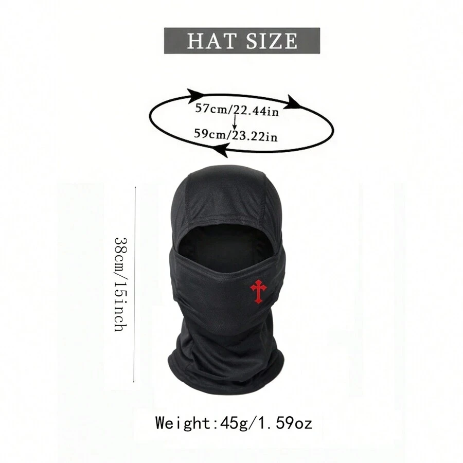 1pc Cross Printed Mask Hood For Men And Women Outdoor Riding Balaclava Hat Windproof And Sunscreen Sun Hat