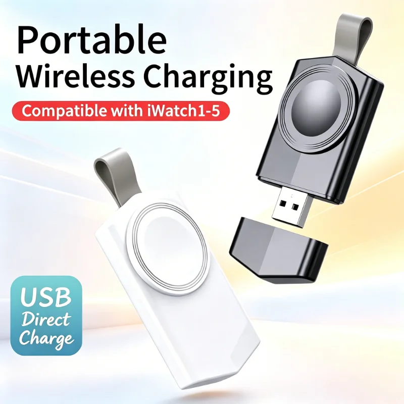 Mini Magnetic Watch Wireless Charger USB Plug Play Fast Charging Dock for Apple Watch Series 1-5 Compact Travel Pocket Charger