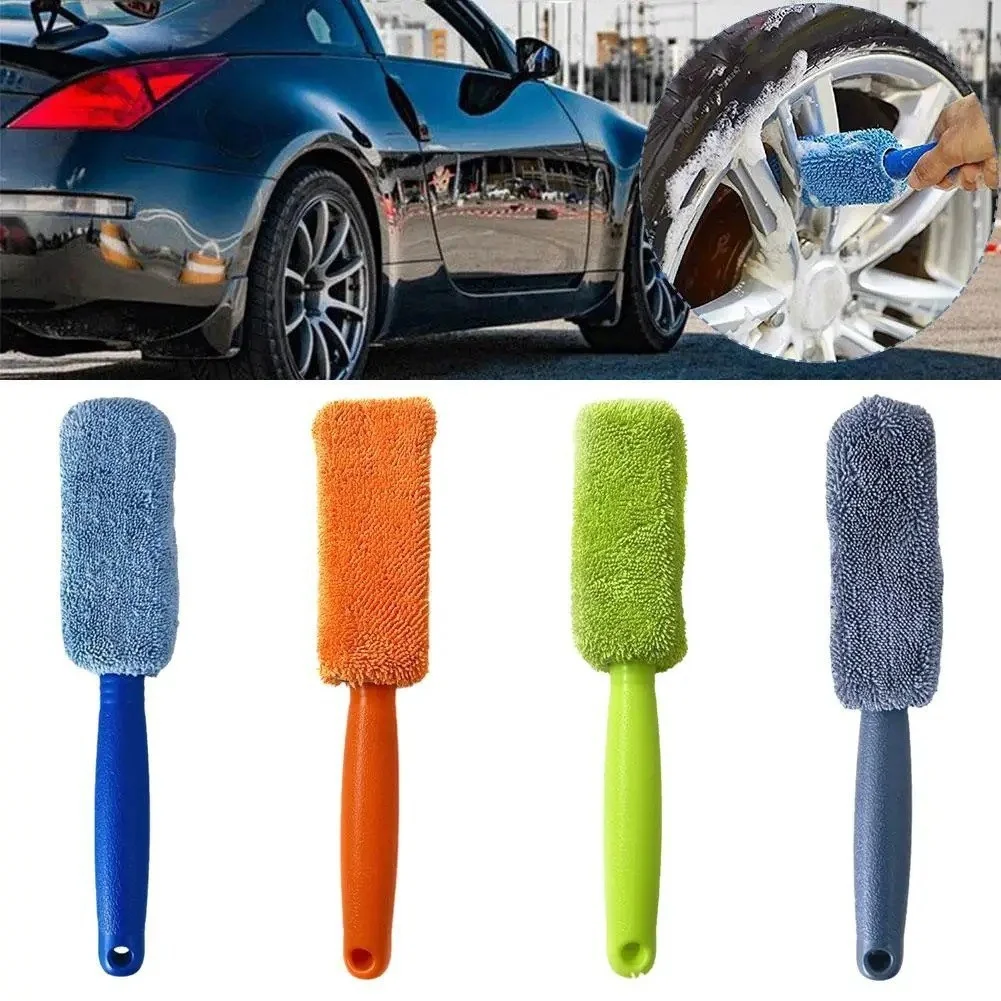 Ultra Fine Fiber Car Wheel Hub Brush Tire Steel Rim Cleaning Brush Non-Damaging Paint Plush Car Wash Beauty Brush Used