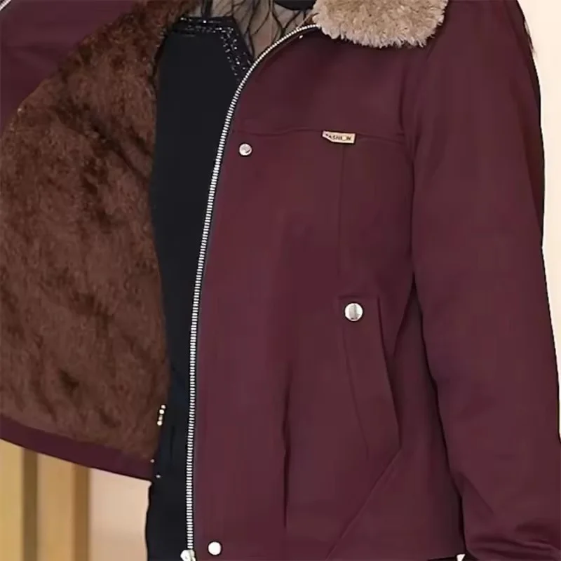 Plus Giacca moda imbottita in velluto Donna Inverno Nuovo Parka Cappotto imbottito in cotone caldo stile occidentale Collo in pelliccia grande Capispalla femminile