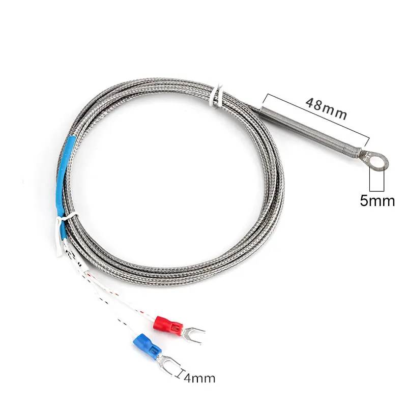 5mm Hole Washer Temperature Sensor K/E Type Metal 1/2/3M Shielded Braide Wire Cable 0-600โ Temperature Thermocouple