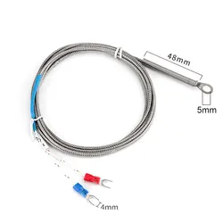 5mm otwór podkładka czujnik temperatury K/E typ Metal 1/2/3M ekranowany oplotu drutu kabel 0-600 ℃ temperatury termopary