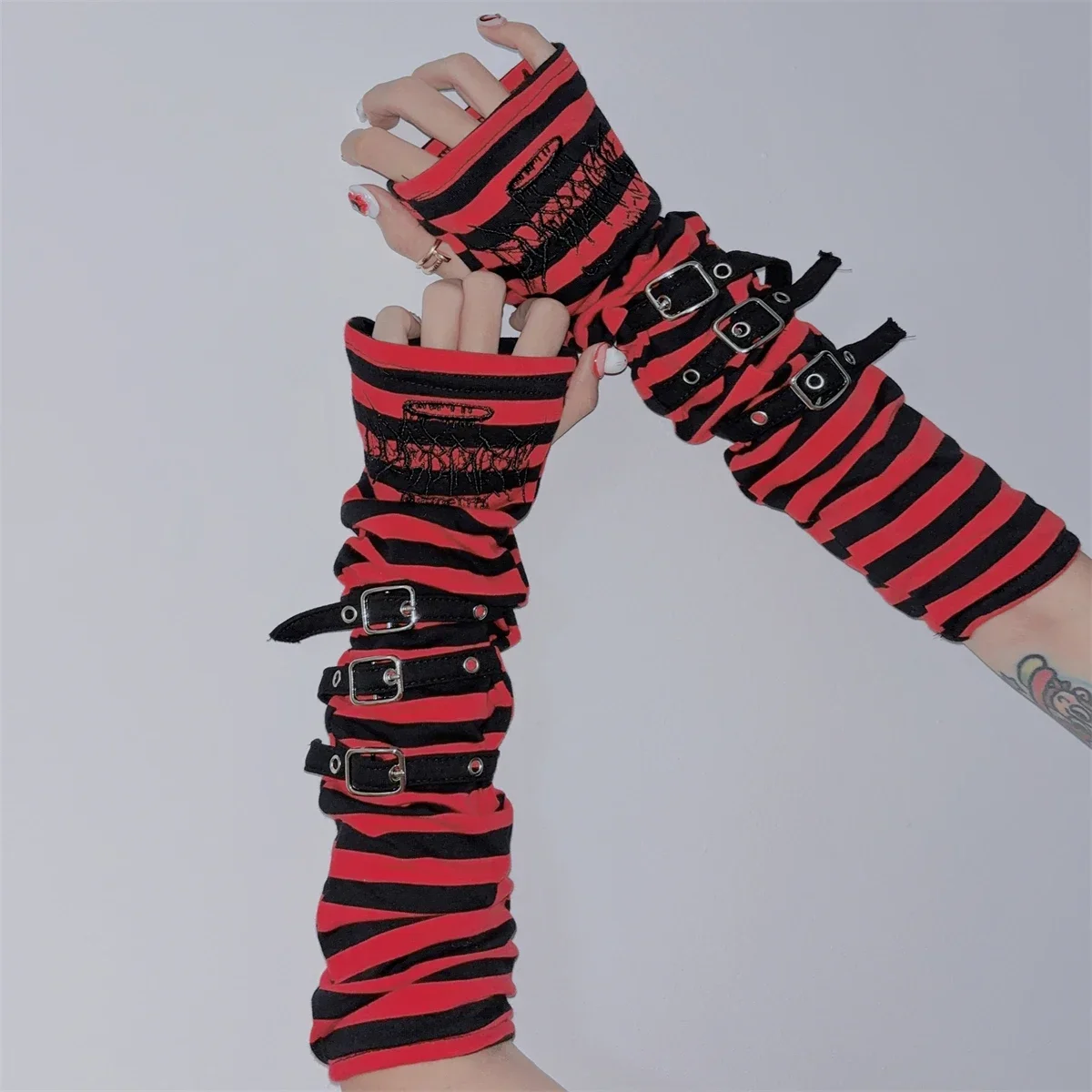 Y2K Sweet Oversleeves Japanese Harajuku Embroidery Striped Buckle