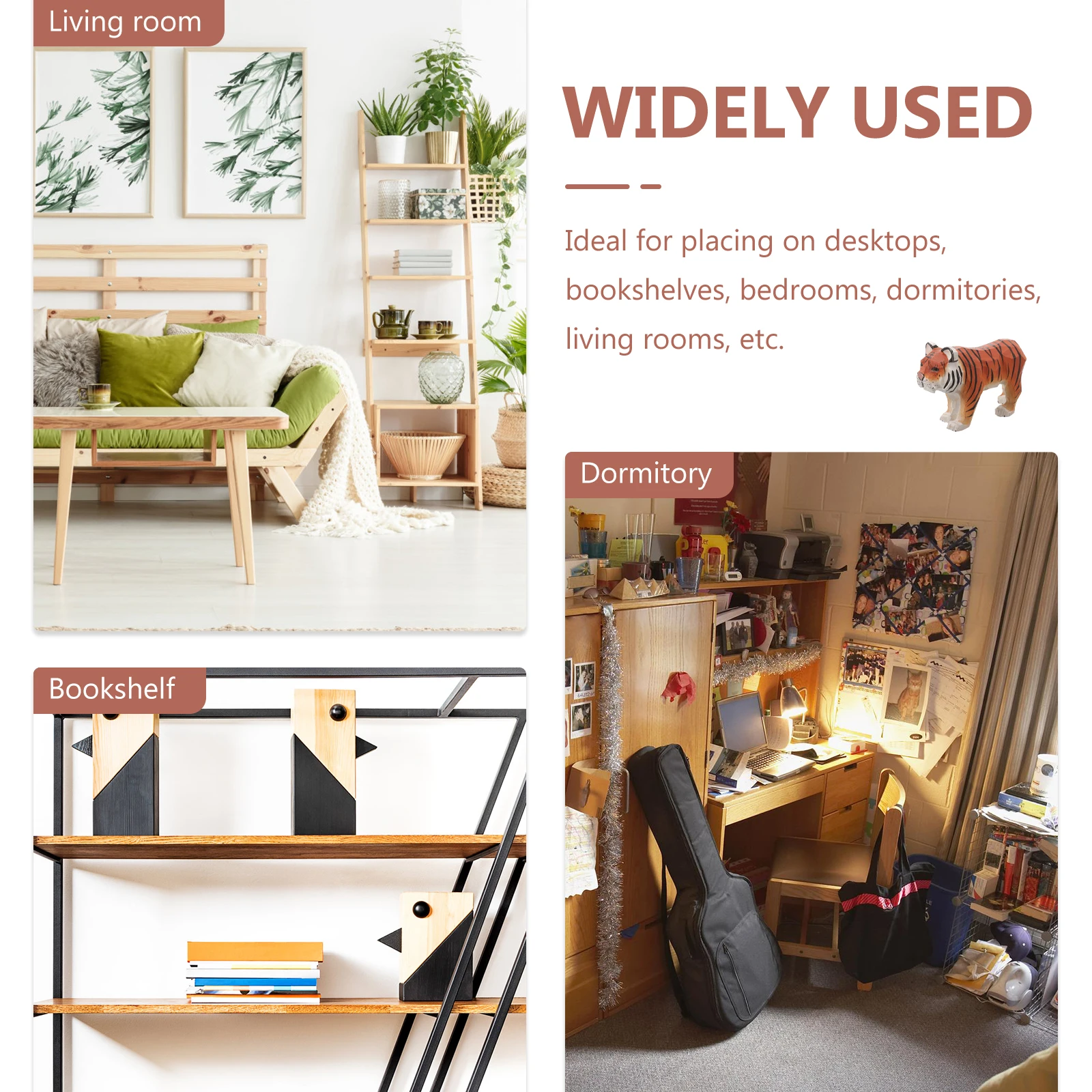 

Wooden Tiger Figurine Animal Decoration Desktop Statues Handcrafted Decor Mini Crafts Collectibles Stable