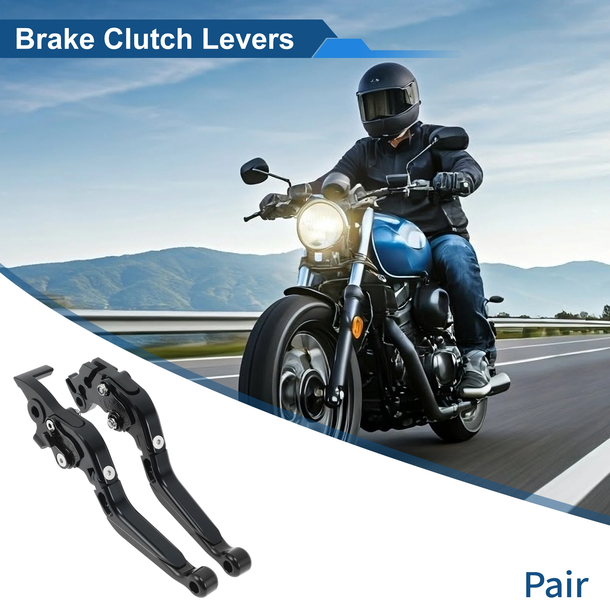 Motoforti  Short/Long Brake Clutch Levers 6 Position Adjustable Motorcycle Handlebar Brake Lever Aluminum Alloy Solid 1 Pair