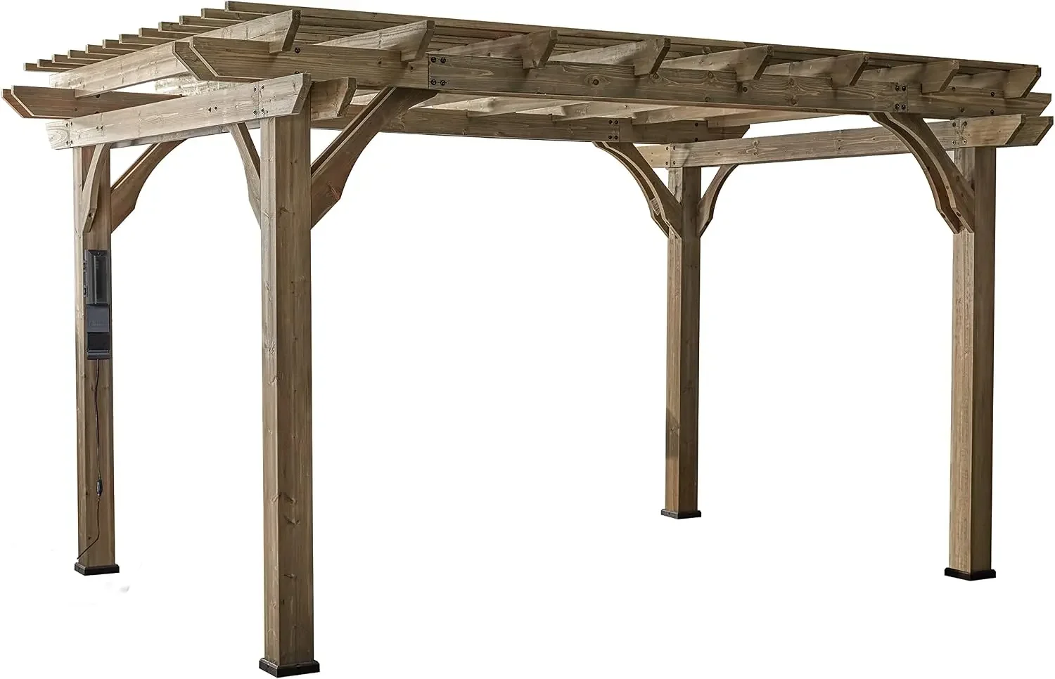 Somerville 14' x 10' Cedar Wood Pergola Kit with Trellis Roof, All-Season Durability, High-Wind Rating, PowerPort, Shade for Out