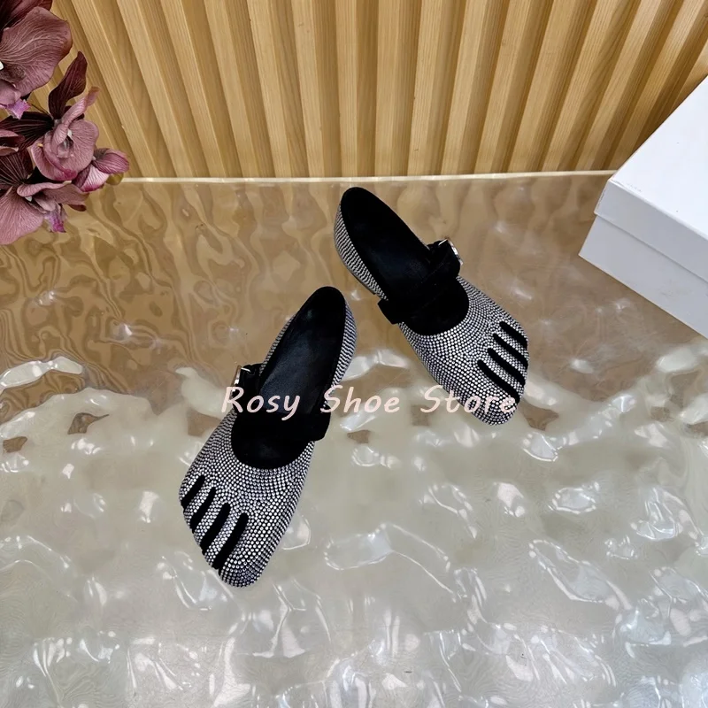

Trendy Five Finger Split Toe Women's Leather Ballet Shoe Exquisite Crystal Inlaid Fashion Loafer Spring Autumn Daily Casual Flat