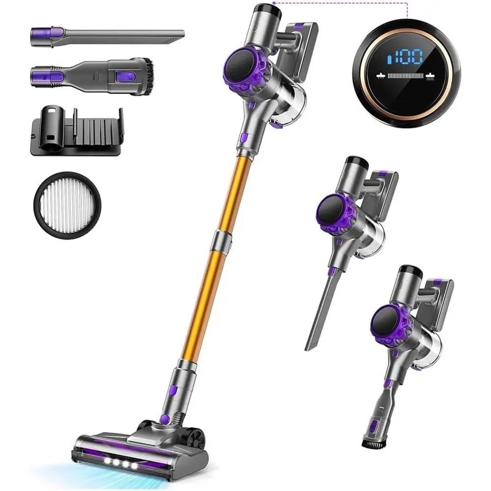 

Беспроводной пылесос S3P, мощные всасывающие пылесосы 45 кПа для дома, перезаряжаемый пылесос с возможностью работы 55 минут, Self-Sta