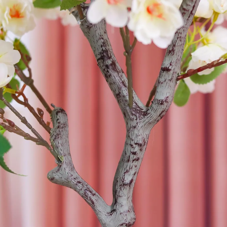 Kirschblüten Baum Elfenbeinfarbene Seidenblumen Topf Künstliche Pflanzen für drinnen und draußen Zuhause Hochzeit Party Eröffnung Einkaufen M
