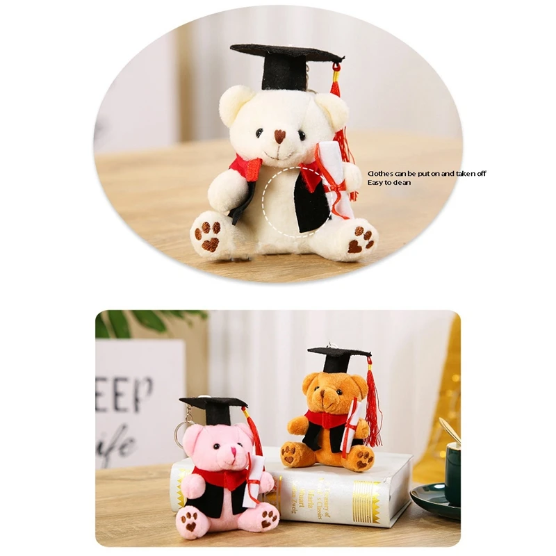 Bear Plush Toy Student Doll Mascot Pendant Doll For Graduation Gifts Company Activities Small Gifts