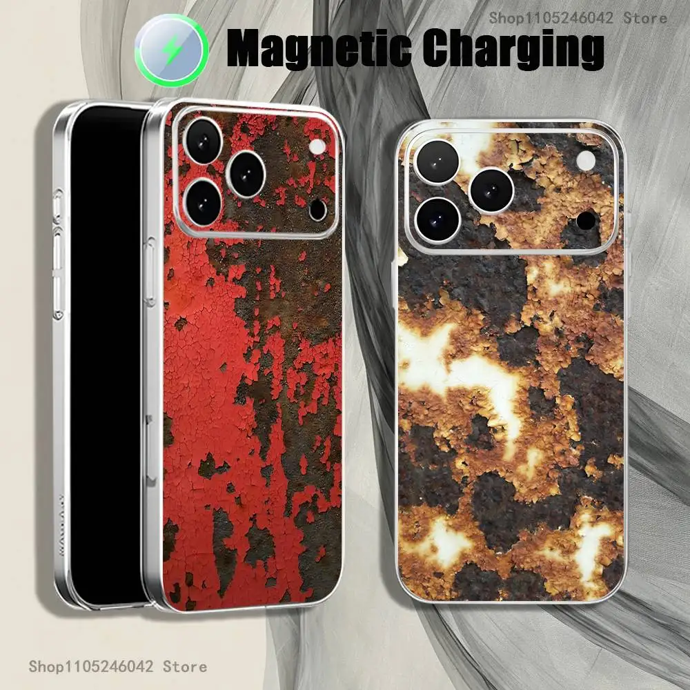 

Retro Industrial Style Rusty Transparent White Phone Case For iPhone 17,16,15,14,13,12,11,Pro,Max Magnetic Wireless Charging