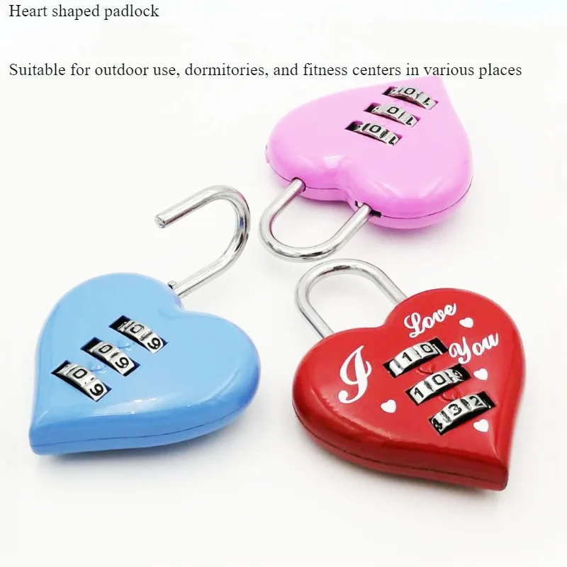 3 قطع قفل خارجي على شكل قلب، قفل مقاوم للطقس، مناسب لخزائن صالة الألعاب الرياضية المدرسية، صناديق الأدوات، الأبواب، الصناديق