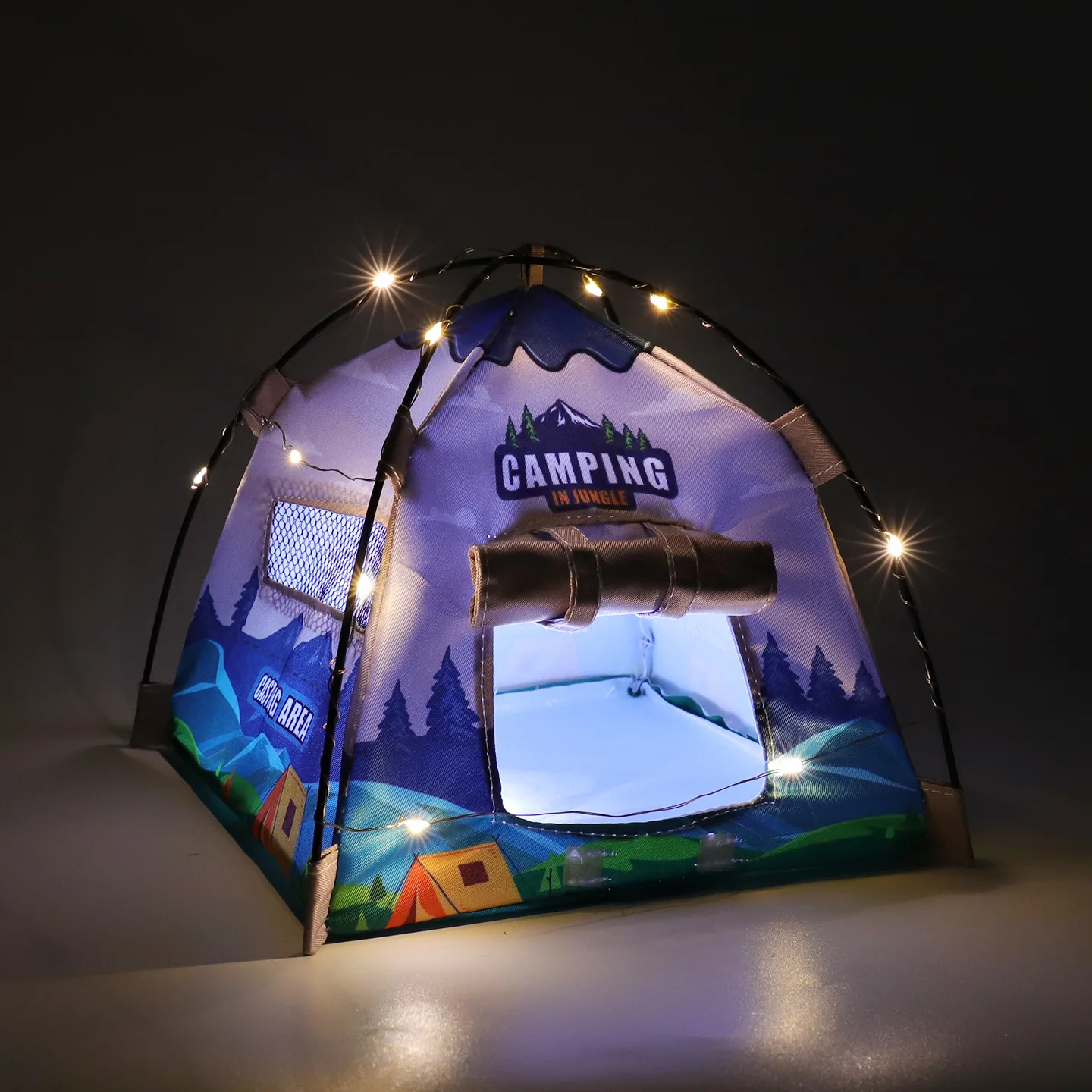 

1:12 Mini Light-Up Tent Camping Tent Glowable Model Dollhouse Miniature Scale Scene Photography Prop Accessory Decoration