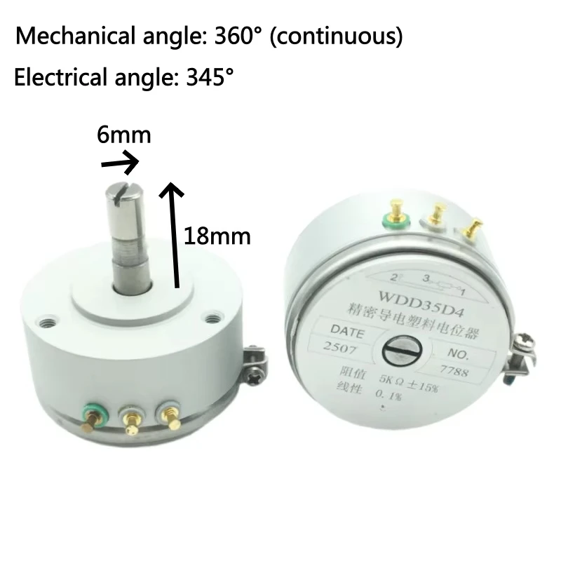 1pcs，360 degree rotary Potentiometer，WDD35D4 1KΩ 2KΩ 5KΩ 10KΩ ±15%，3Pin，Shaft length 18mm, shaft diameter 6mm