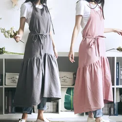 Cotton and hemp fish tail super beauty apron lengthened slim flowing flower shop nail shop overalls