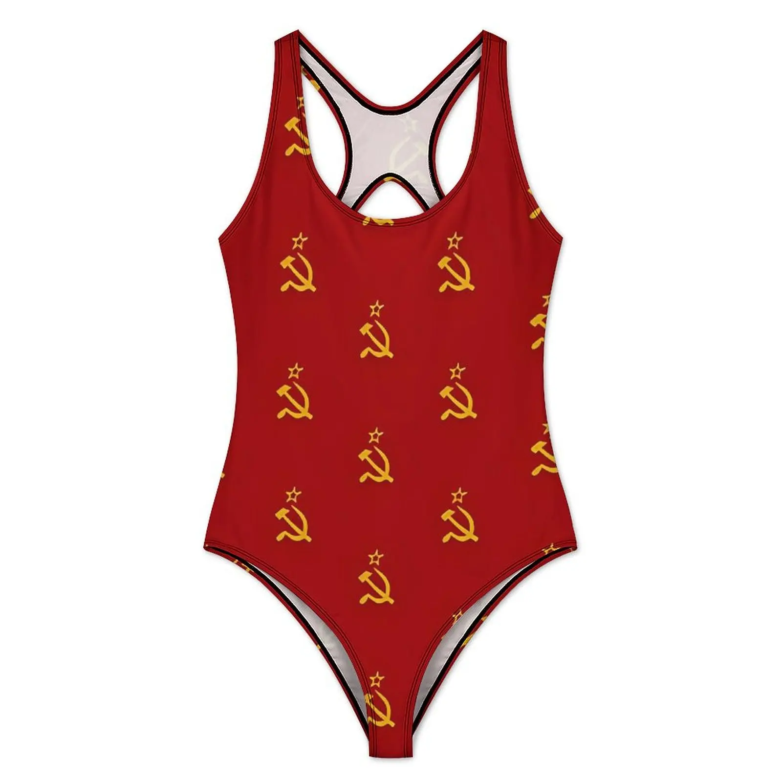 CCCT Soviet Flag Hammer And Sickle Swimsuit Sexy  One Piece Swimwear Push Up Bodysuit Trendy Surfing Beach Wear