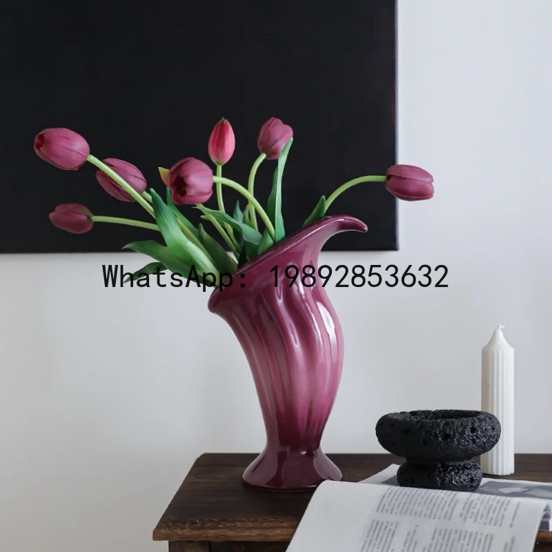 

Calla Lily Flower Bud Shape Gradient Color Ceramic Vase Ceramic Handicrafts Flower Arrangement Accessories Home Decoration
