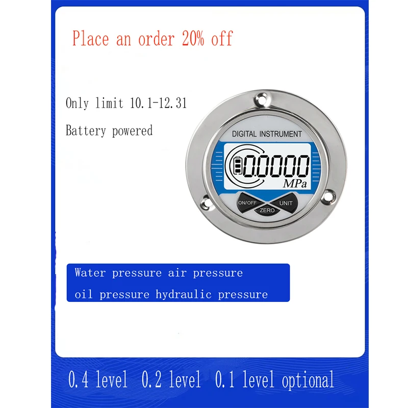 

YS60-ZT Axial Digital Pressure Gauge Water Liquid Vacuum Precision Digital Pressure Gauge Electronic Pressure Gauge Shockproof