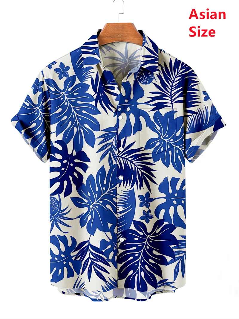 Men's Flower Hawaiian Shirts Casual Vacation Short Sleeved Shirts Collar Button Up Shirts Summer Fashion Steetwear Mens Shirts