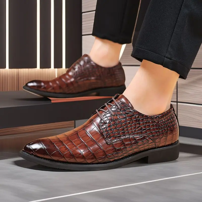 

Lace Up Pointed Toe Spring Autumn Social Shoe Male Official Leather Casual Elegant and Classic Gentleman 39 Men's Formal Shoes