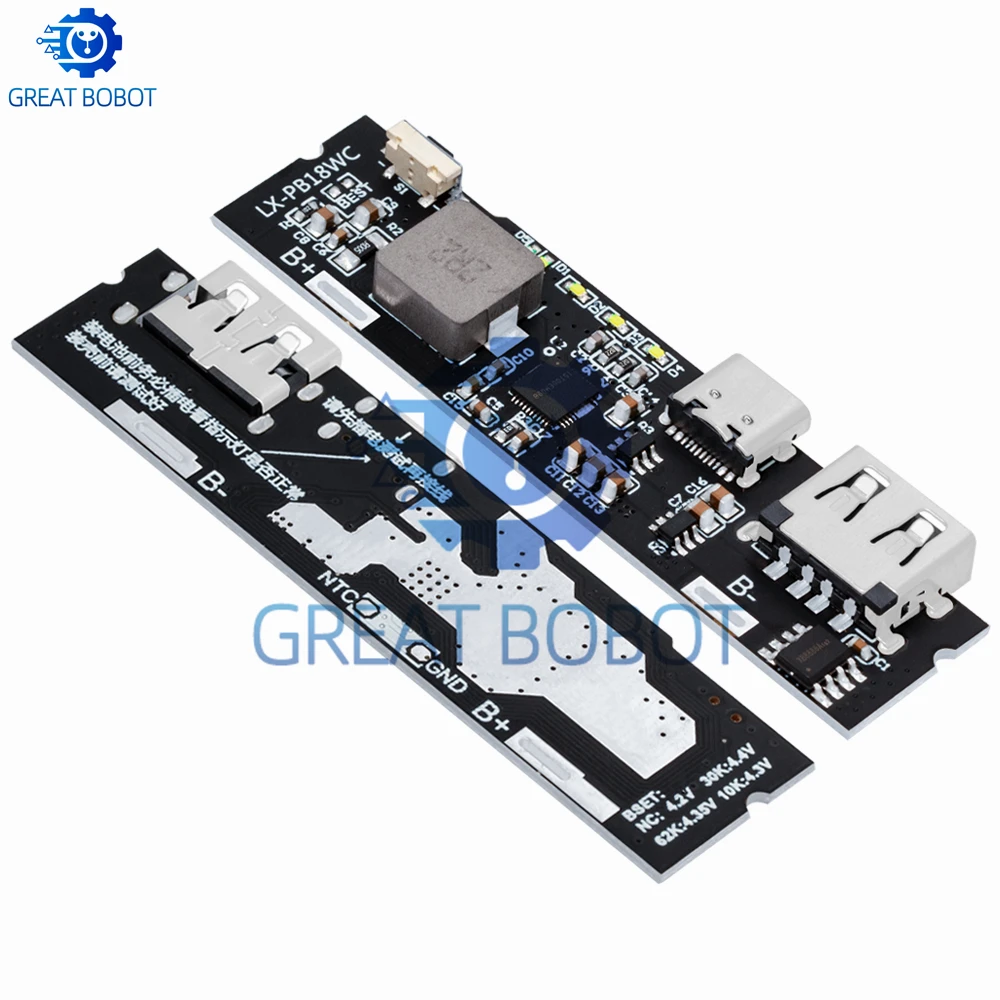SW6106PD 18W QC3.0 QC2.0 Type-C Dual USB 18650 Power Bank Charging Module Power Indicator 1~10Pcs Optional