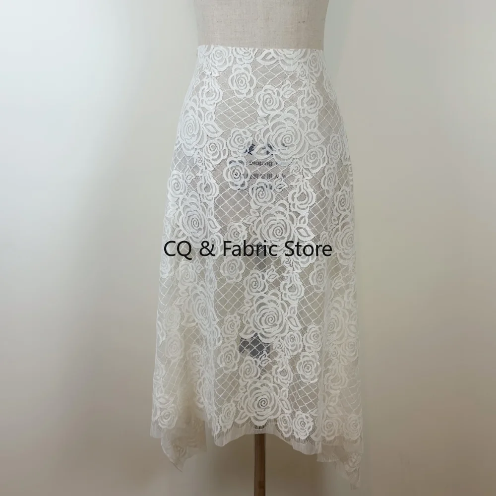 정장 우아한 드레스와 스커트를 위한 절묘한 검은색 속눈썹 레이스 원단 70x150cm