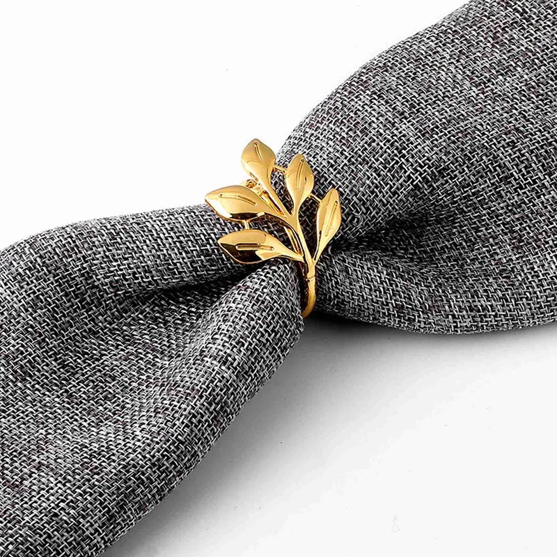 

6Pcs/Lot Hotel Napkin Ring Napkin Holder Fall Leaves Napkin Buckle Christmas Wedding Party Gold Napkin Circle Dinner Table Decor
