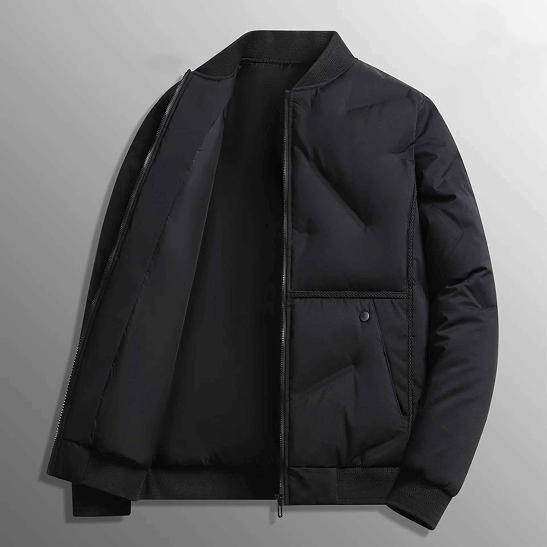 

2025 Man Down Jacket Winter Cold-proof Long Sleeve Male Coat Solid Color Stand Collar Zipper Businees Casual Men Outerwear